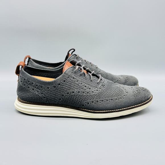 Cole Haan Shoes Mens 8.5 Gray Knit Sneakers ØriginalGrand Stitchlite Wingtip - Picture 1 of 10